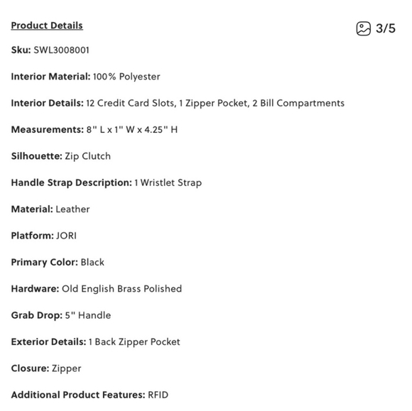 NEW Fossil Black Jori RFID Zip Clutch Wallet - Picture 3 of 8